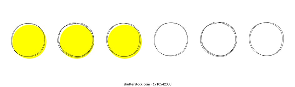 Set of round hand drawn doodle frames isolated on white background
