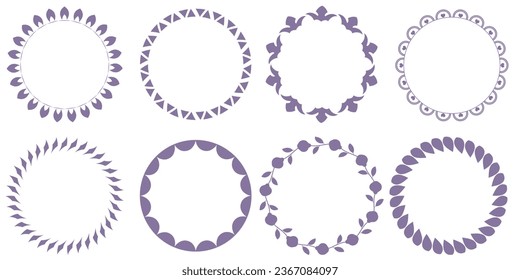 Set of round hand drawn frames of stars, hearts, crown, abstract shapes. Doodles style. Vector illustration. Decorative isolated elements, border, label for text. Vector illustration