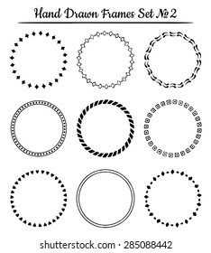 Collection Borders Round Frames Decoration Elements Stock Vector ...