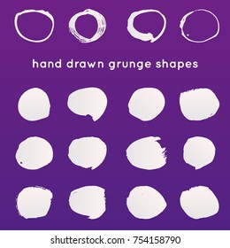 Set of round hand drawn grunge shapes. Vector design elements. Banner, label, frame shapes templates.