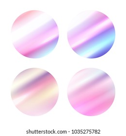 Set of round holographic banners. Vector foil element for your design