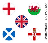 set of round icon. united kingdom, england, wales, scotland and northern ireland flags, isolated on white background 