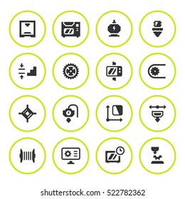 Set round icons of 3D printing