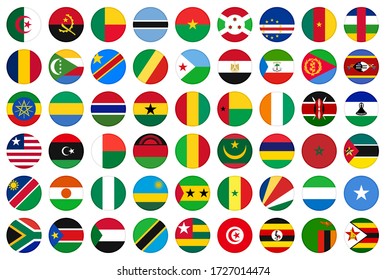 set round icons african flags. isolated on white background