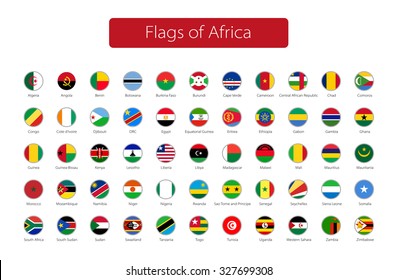 set of round icons African flags
