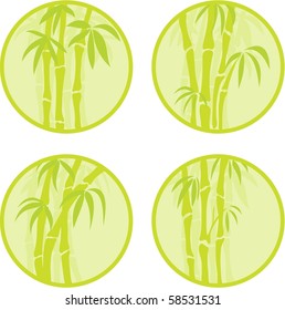 Set of round icons with the bamboo.