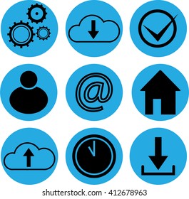 set of round icons business theme