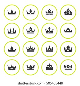 Set round icons of crown