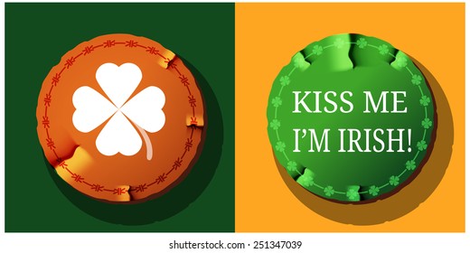 Set of round icons dedicated to St. Patrick