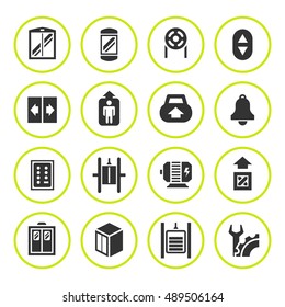 Set round icons of elevator and lift