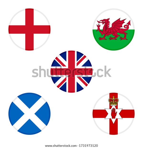 Set Round Icons Flags United Kingdom Stock Vector (Royalty Free) 1731973120