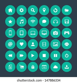 Set of round icons, flat design