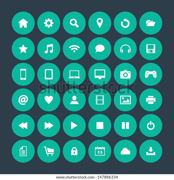 Set Round Icons Flat Design Stock Vector (Royalty Free) 147886334 ...