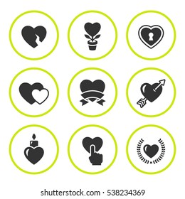 Set round icons of heart