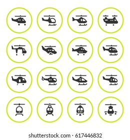 Set round icons of helicopters