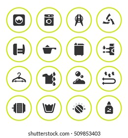 Set round icons of laundry