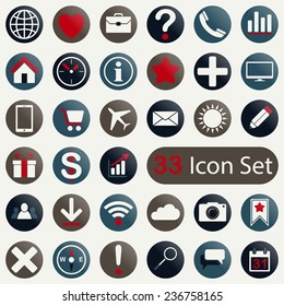 Set of round icons for mobile app and web design