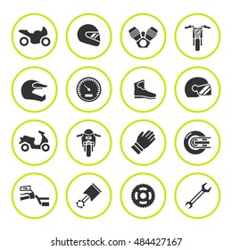 Set round icons of motorcycle