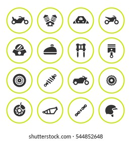 Set round icons of motorcycle