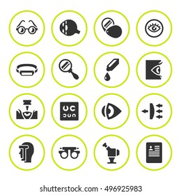 Set round icons of ophthalmology and optometry