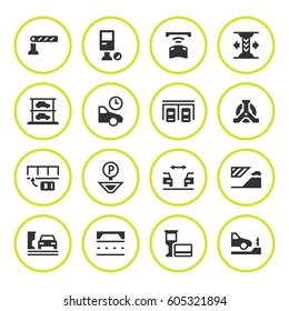 Set round icons of parking
