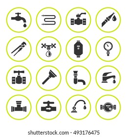 Set round icons of plumbing