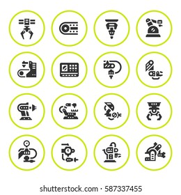 Set round icons of robotic industry