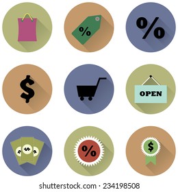 set of round icons for a shop