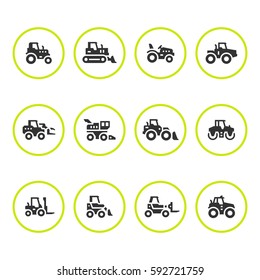 Set round icons of tractors