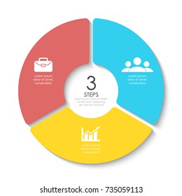 Set of round infographic diagram. Circles of 3 elements or steps. Vector EPS10 