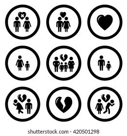 set of round isolated family situation concept symbols