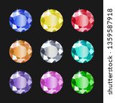 set of round jewels of different colors. Gemstones for design. Gems