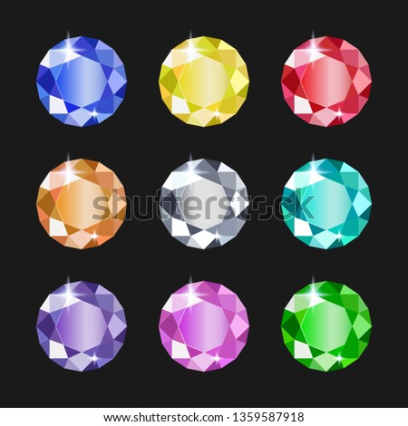 set of round jewels of different colors. Gemstones for design. Gems