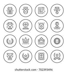 Set round line icons of award