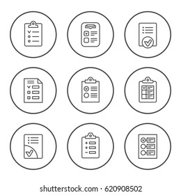Set round line icons of checklist