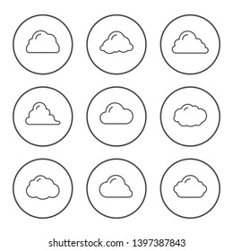 Set round line icons of cloud