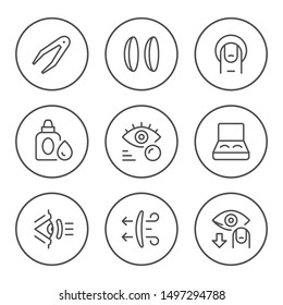 Set round line icons of contact lenses