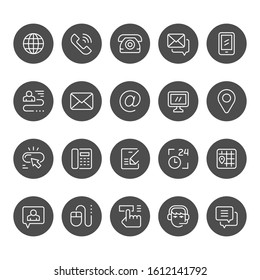 Set round line icons of contact us