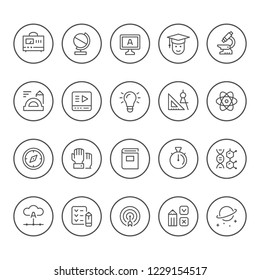 Set round line icons of education