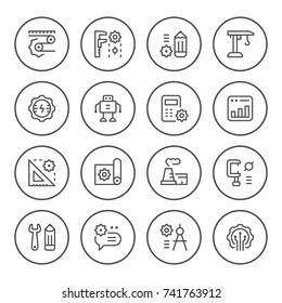 Set round line icons of engineering