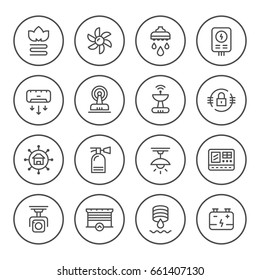 Set round line icons of house systems