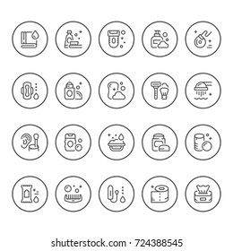 Set round line icons of hygiene