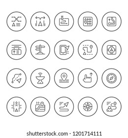 Set round line icons of navigation