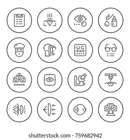 Set round line icons of ophthalmology