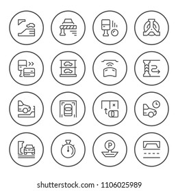 Set round line icons of parking