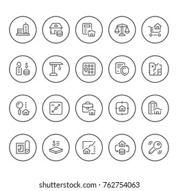 Set round line icons of real estate