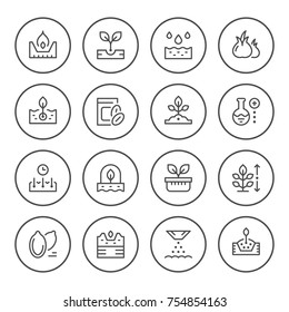 Set round line icons of seed and seedling