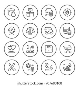 Set round line icons of services