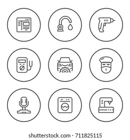 Set round line icons of services