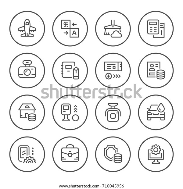 Set round line icons of
services